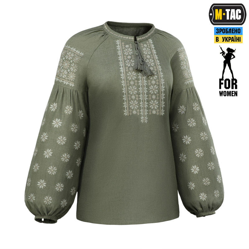 M-Tac вишиванка жіноча 100% льон олива тип2