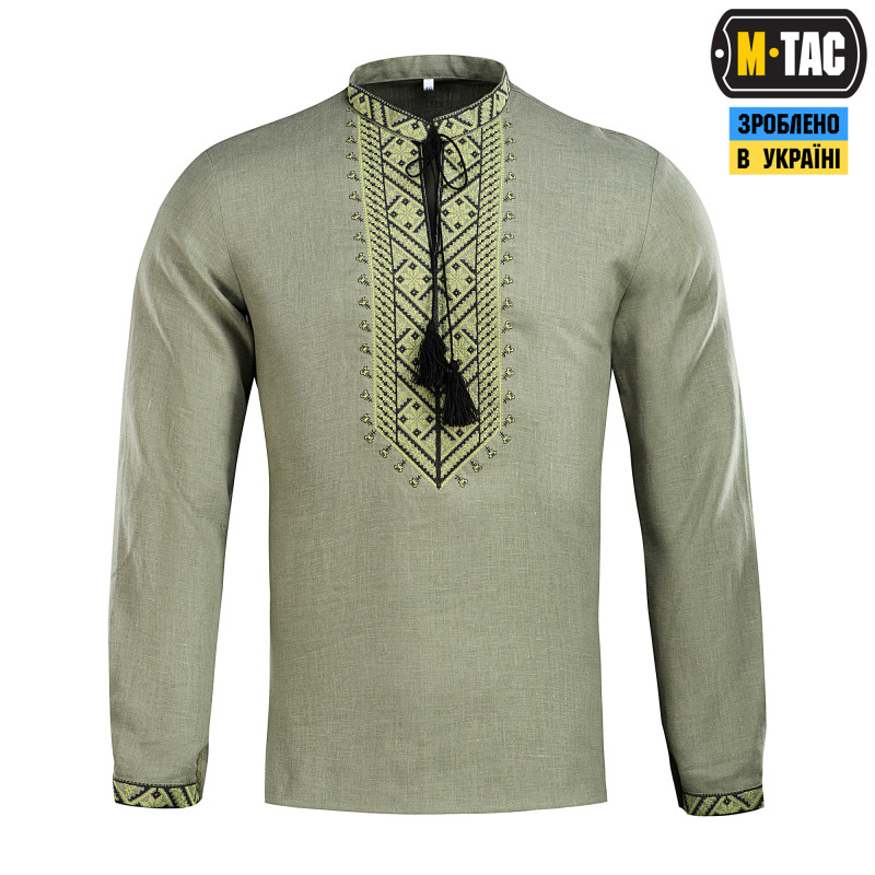 M-Tac вишиванка 100% льон олива
