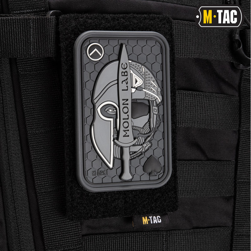 M-Tac нашивка Molon Labe Ace 3D ПВХ сіра