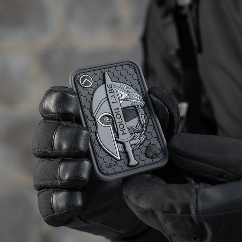 M-Tac нашивка Molon Labe Ace 3D ПВХ сіра