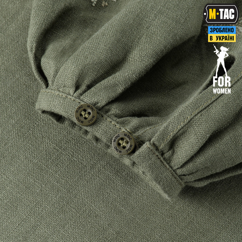 M-Tac вишиванка жіноча 100% льон олива тип2