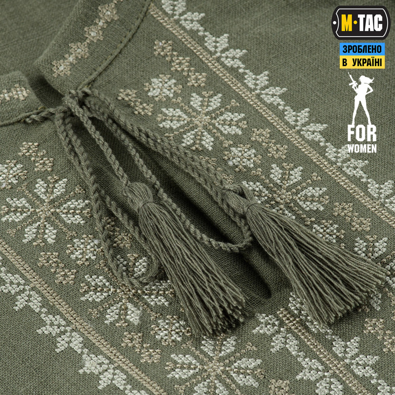 M-Tac вишиванка жіноча 100% льон олива тип2