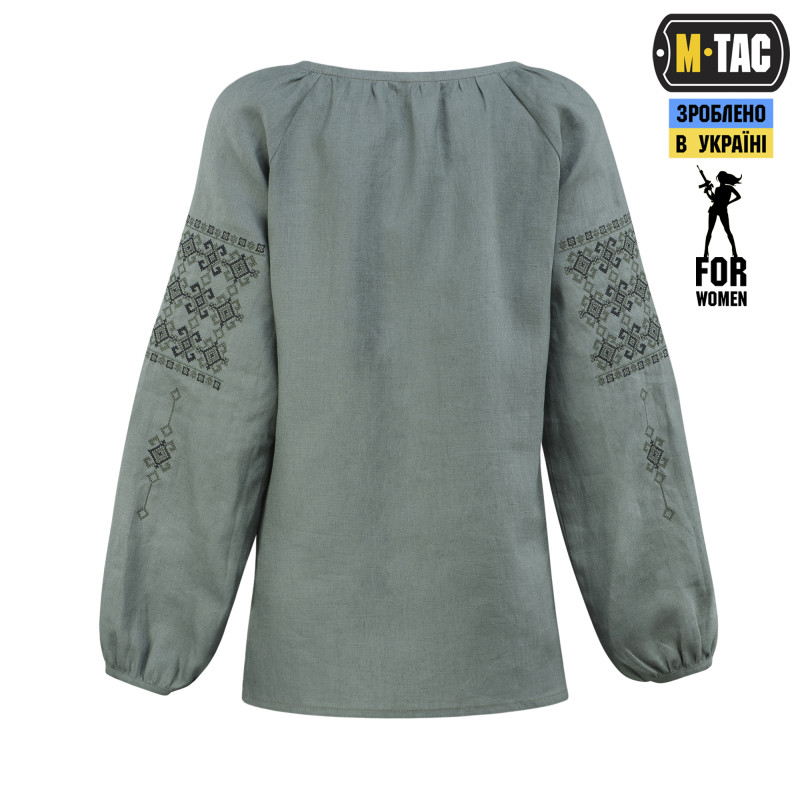 M-Tac вишиванка жіноча 100% льон сіро-зелена