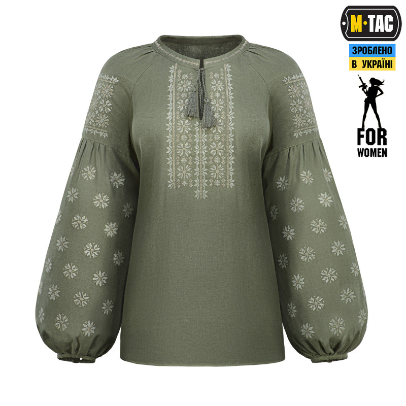 M-Tac вишиванка жіноча 100% льон олива тип2