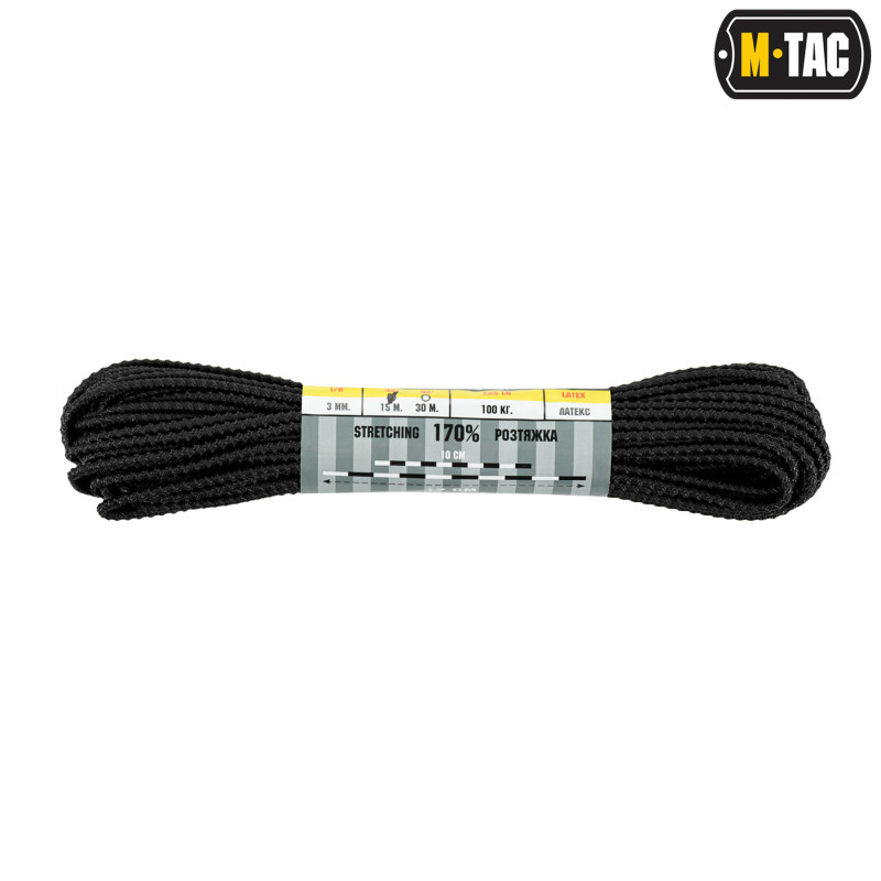 M-Tac паракорд Shock-Cord 3mm Dragon Skin Black 15м
