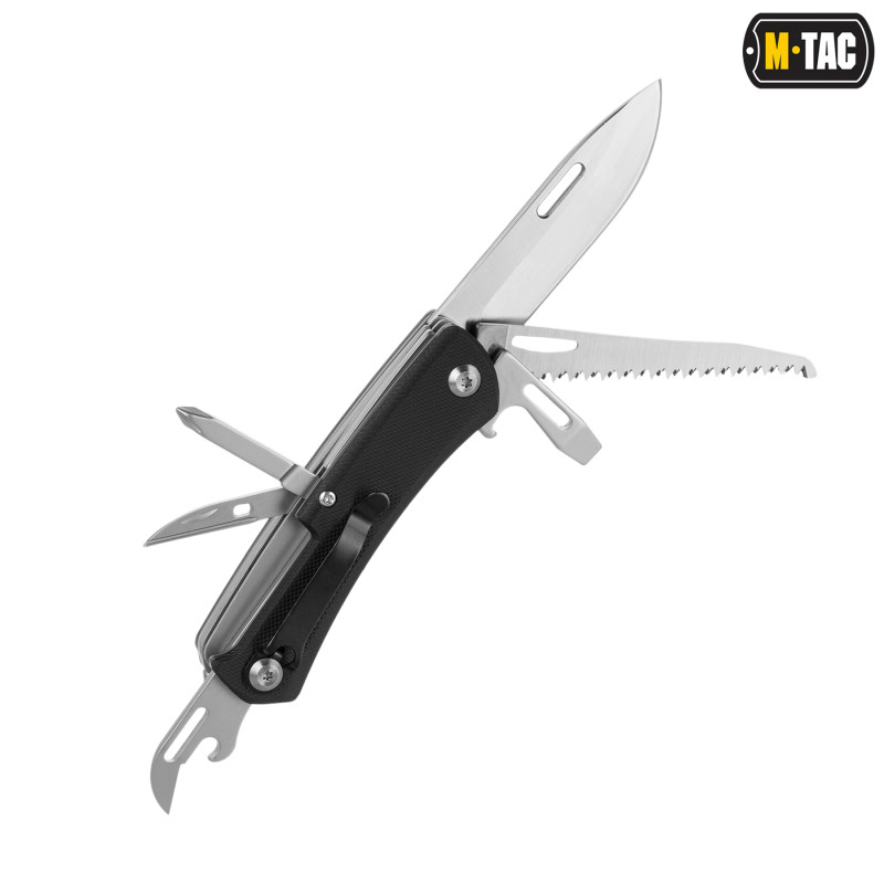 M-Tac ніж складаний Type 9 (6 інструментів) Black/Steel