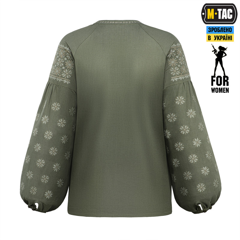 M-Tac вишиванка жіноча 100% льон олива тип2