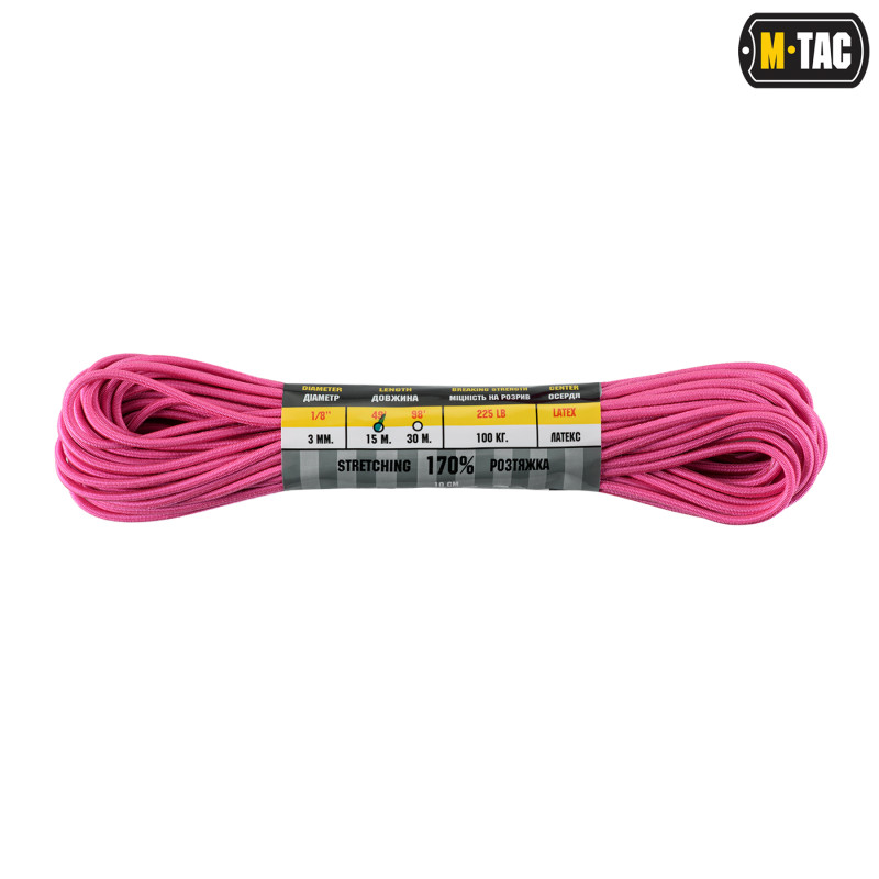 M-Tac паракорд Shock-Cord 3 mm Neon Pink 15м